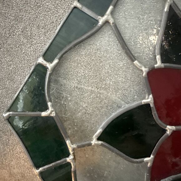 Beautiful Handmade Stained Glass Sun Catcher Christmas Poinsettia Holiday Decor - Picture 7 of 13